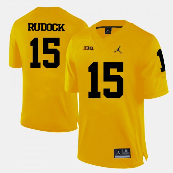 University of Michigan #15 For Men's Jake Rudock Jersey Yellow College Football High School